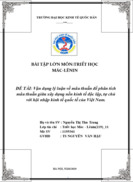 Vận dụng lý luận về mâu thuẫn để phân tích mâu thuẫn giữa xây dựng nền kinh tế độc lập tự chủ với hội nhập kinh tế quốc tế của Việt Nam