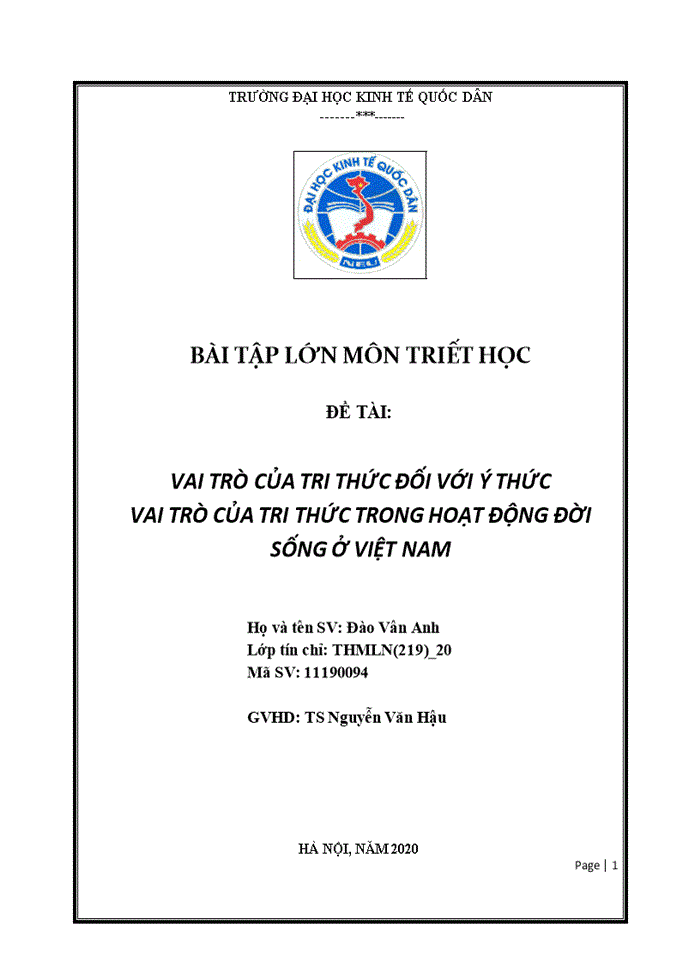image for page VAI TRÒ CỦA TRI THỨC ĐỐI VỚI Ý THỨC VAI TRÒ CỦA TRI THỨC TRONG HOẠT ĐỘNG ĐỜI SỐNG Ở VIỆT NAM