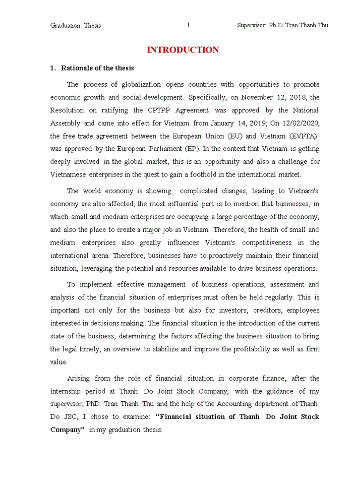 image for page FINANCIAL SITUATION OF THANH DO JOINT STOCK COMPANY