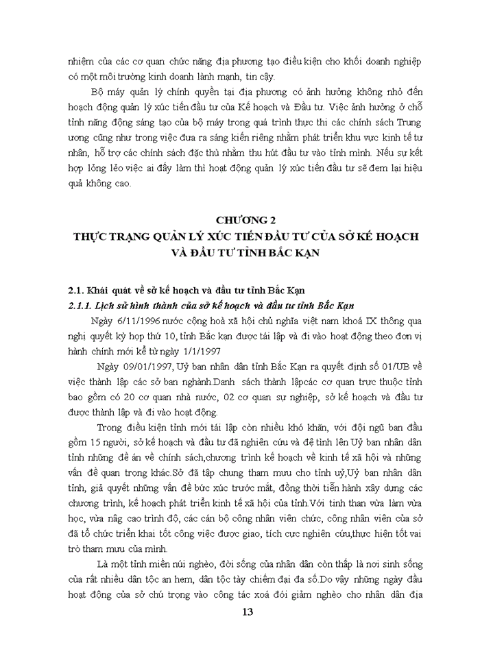 image for page QUẢN LÝ XÚC TIẾN ĐẦU TƯ CỦA SỞ KẾ HOẠCH VÀ ĐẦU TƯ TỈNH BẮC KẠN
