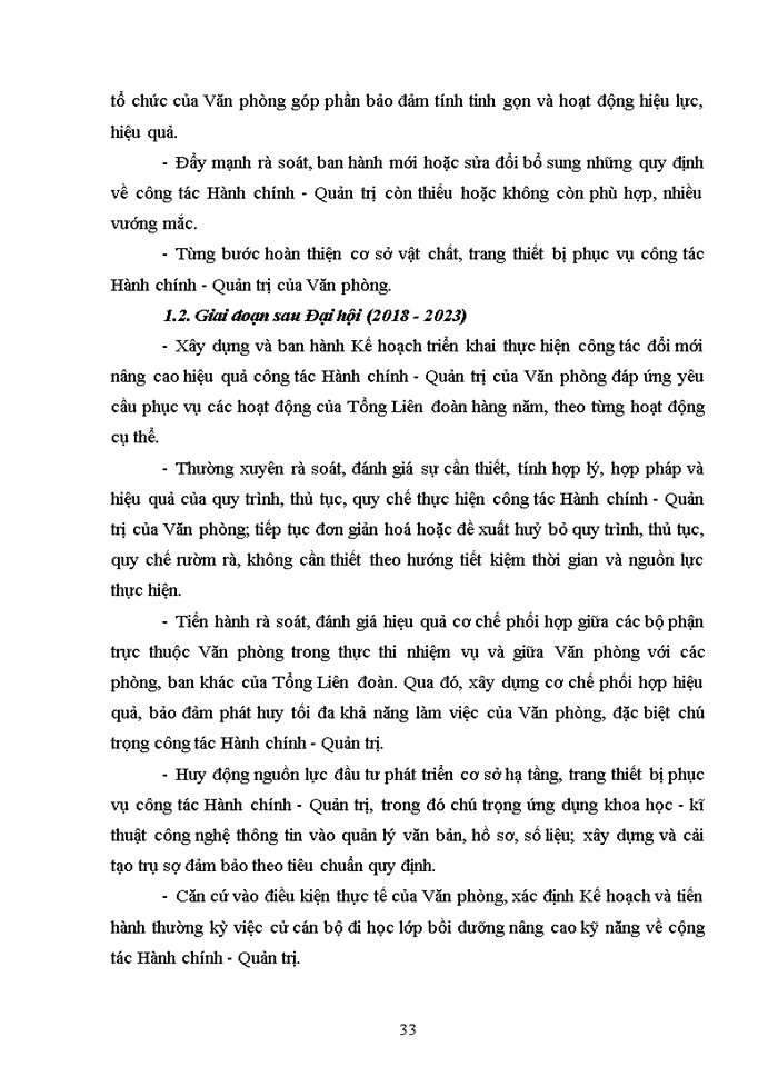 image for page ĐỔI MỚI NÂNG CAO HIỆU QUẢ CÔNG TÁC HÀNH CHÍNH - QUẢN TRỊ CỦA VĂN PHÒNG ĐÁP ỨNG YÊU CẦU PHỤC VỤ CÁC HOẠT ĐỘNG CỦA TỔNG LIÊN ĐOÀN