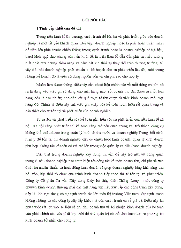 image for page Kế toán doanh thu chi phí và xác định lợi nhuận thuần từ hoạt động kinh doanh tại Công ty Cổ phần Tư vấn Xây dựng thủy lợi thủy điện Thăng Long