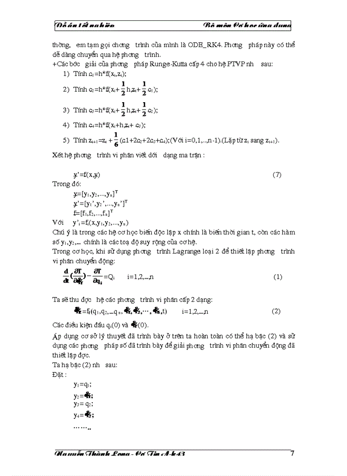 image for page Vấn đề giải phương trình chuyển động của cơ hệ sử dụng các công cụ phần mềm, qua các phần mềm MatLab và DAESOL