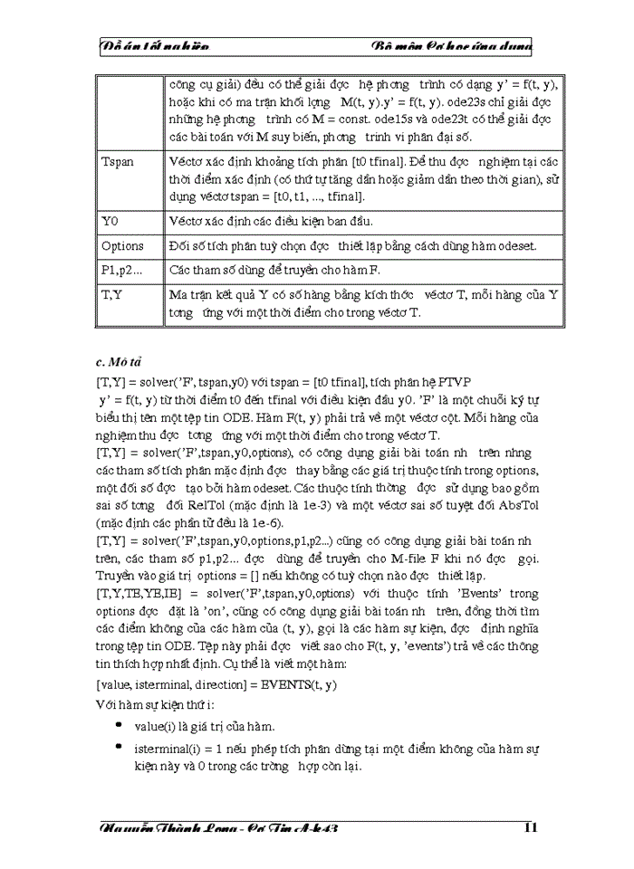 image for page Vấn đề giải phương trình chuyển động của cơ hệ sử dụng các công cụ phần mềm, qua các phần mềm MatLab và DAESOL