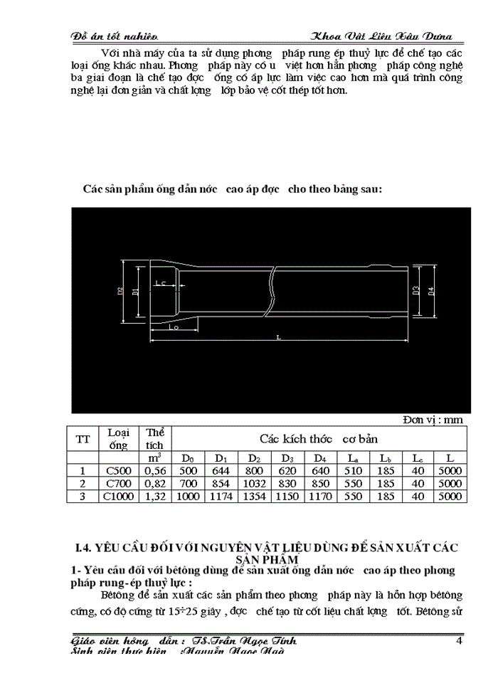 Thiết kế nhà máy bêtông sản xuất ống dẫn nước theo công nghệ rung ép thuỷ lực. Công suất 30.000 m3/năm