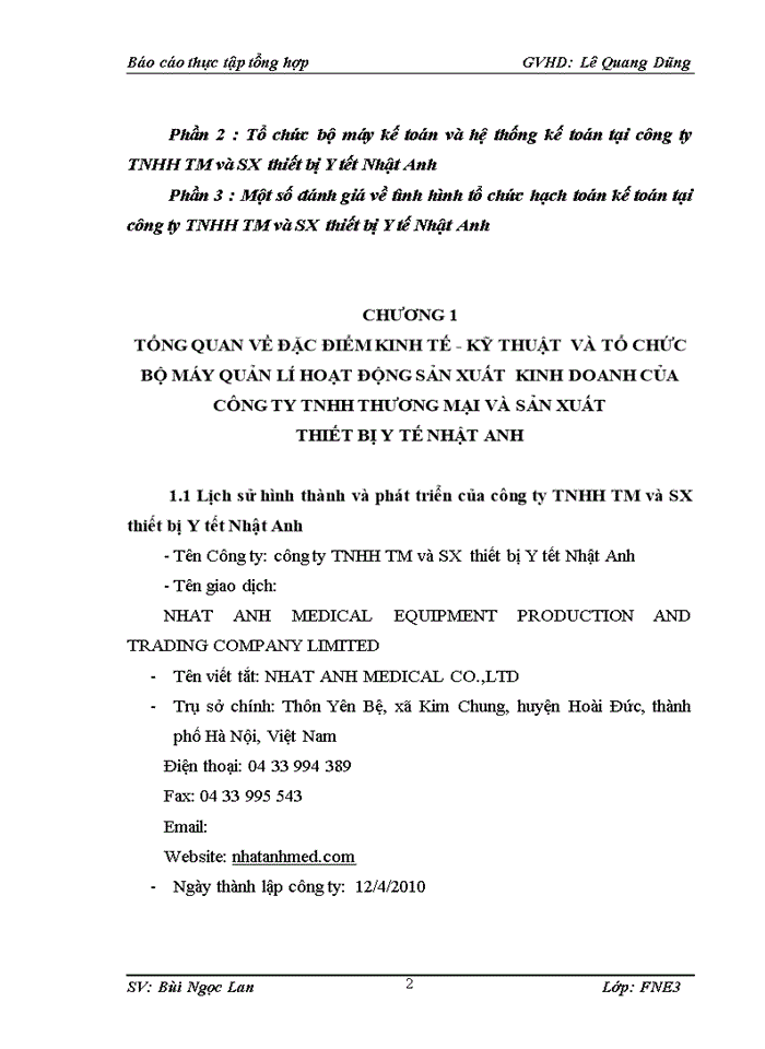 image for page Tổ chức bộ máy kế toán và hệ thống kế toán tại  công ty tnhh tm và sx thiết bị y tế nhật anh