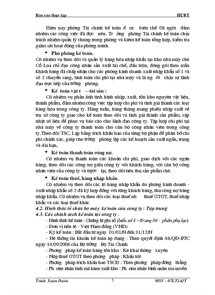 image for page Thực tế công tác kế toán tại công ty TM & DL Hồng Trà