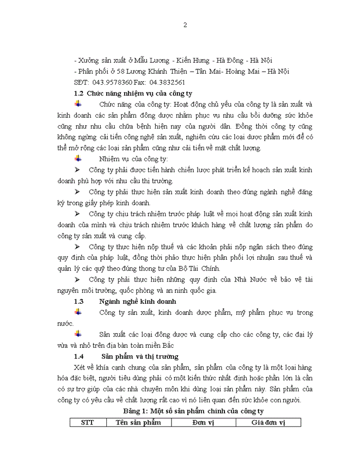 image for page Một số nét khái quát về Công ty Cổ Phần Dược Phẩm Dược Liệu Hà Nội