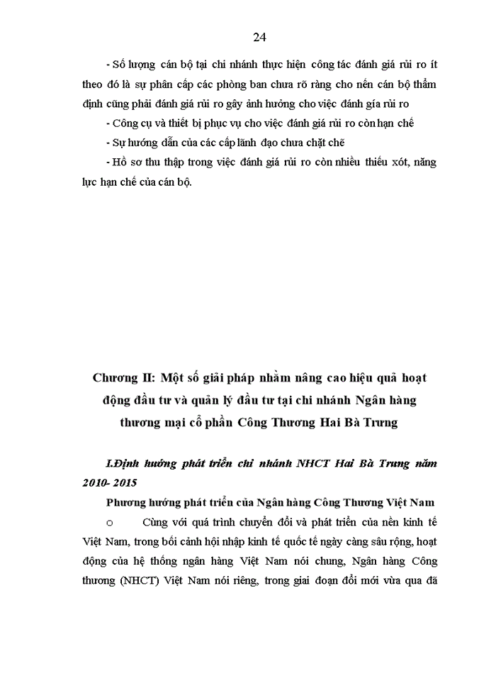 image for page Thực trạng các hoạt động đầu tư và quản lý đầu tư của ngân hàng thương mại cổ phần công thương Việt Nam chi nhánh Hai Bà Trưng