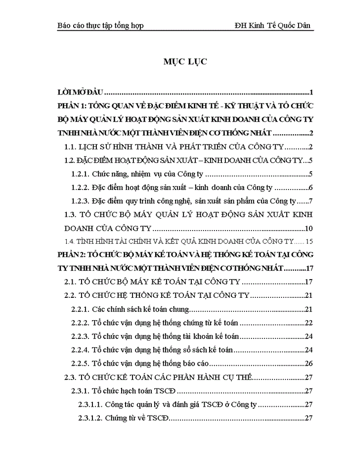 image for page Tổ chức bộ máy kế toán và hệ thống kế toán tại công ty tnhh nhà nước một thành viên điện cơ thống nhất