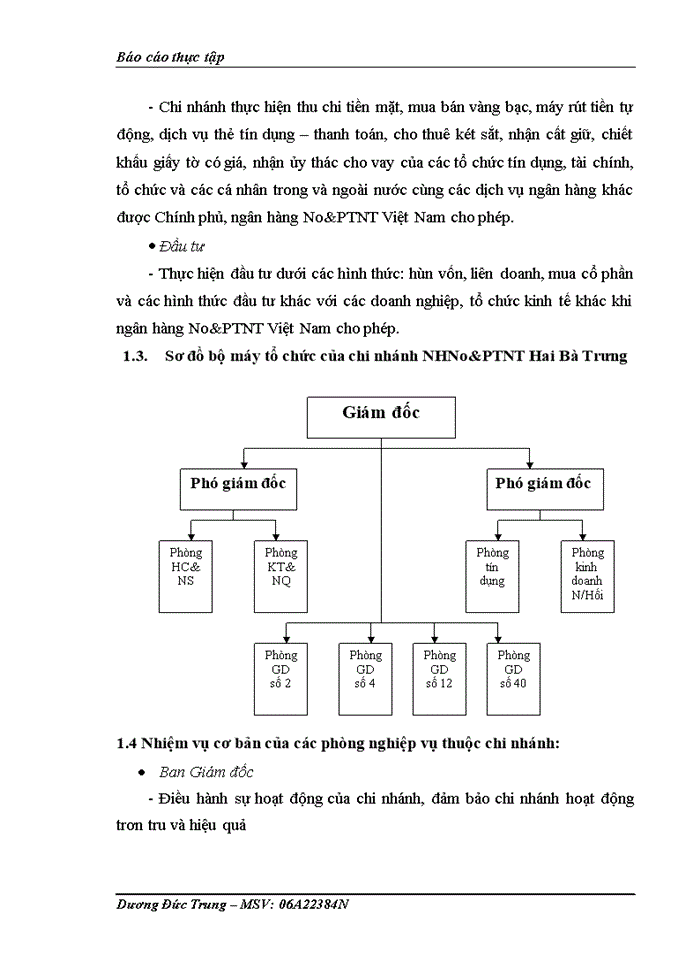 Thực trạng hoạt động cho vay va rủi ro trong hoạt động cho vay tại  No&PTNT chi nhánh Hai Bà Trưng.