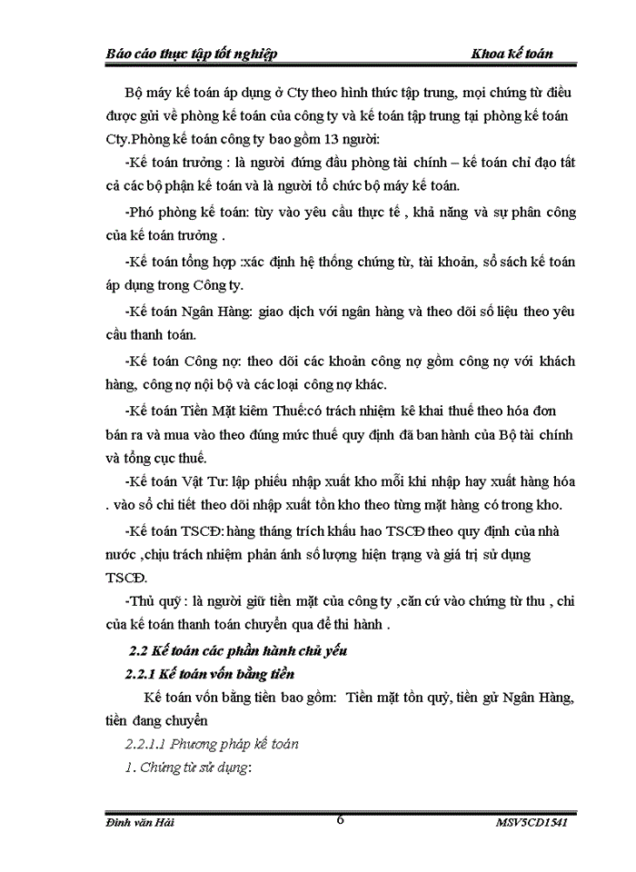 image for page Tình hình tổ chức bộ máy kế toán và tổ chức công tác kế toán