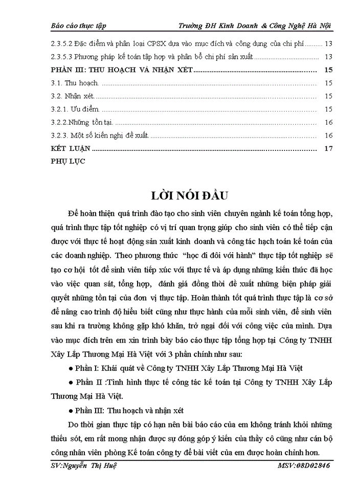 Tình hình thực tế tổ chức công tác kế toán tại công ty cp đầu tư xây lắp thương mại hà việt 5