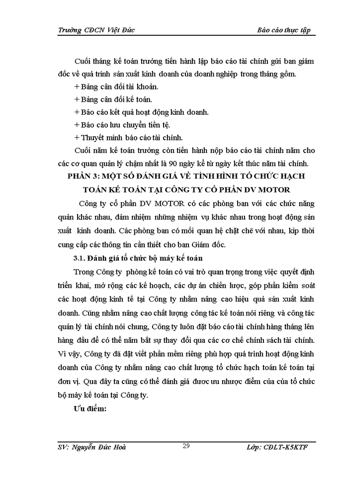 image for page Tổ chức bộ máy kế toán tại Công ty cổ phần DV MOTOR