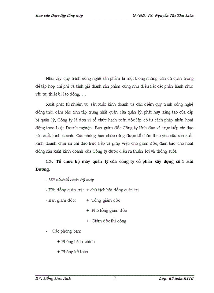 image for page Tổ chức bộ máy kế toán tại công ty cổ phần xây dựng số 1 Hải Dương