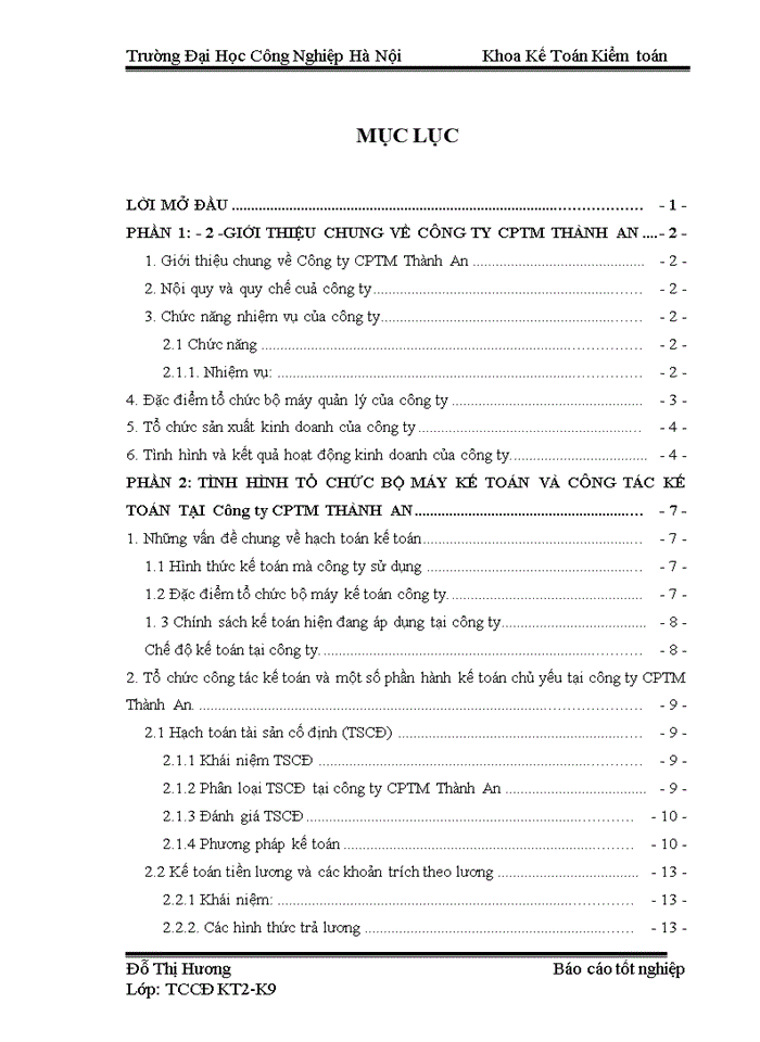 image for page Tình hình tổ chức bộ máy kế toán và công tác kế toán tại công ty cptm thành an