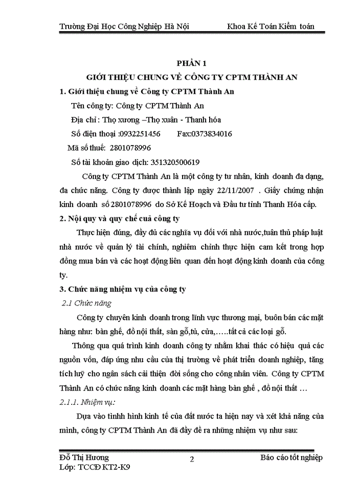 image for page Tình hình tổ chức bộ máy kế toán và công tác kế toán tại công ty cptm thành an