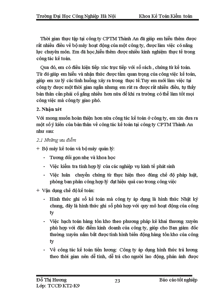 image for page Tình hình tổ chức bộ máy kế toán và công tác kế toán tại công ty cptm thành an