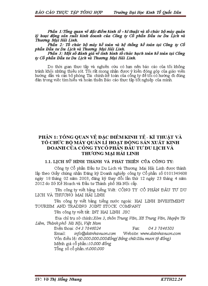 image for page Tổ chức bộ máy kế toán và hệ thống kế toán tại công ty cổ phần đầu tư du lịch và thương mại hải linh