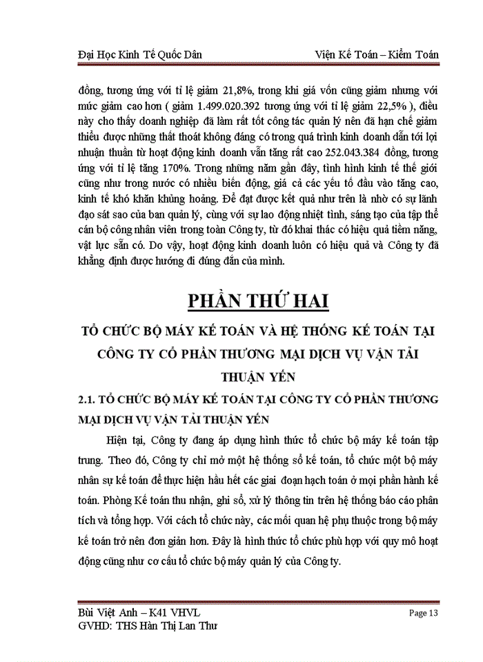 image for page Tổ chức bộ máy kế toán và hệ thống kế toán tại công ty Cổ Phần Thương Mại Dịch Vụ Vận Tải Thuận Yến