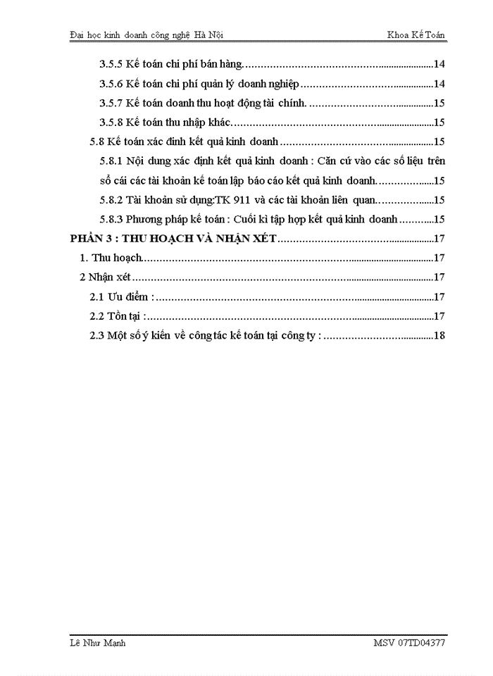 image for page Tổ chức công tác và phương pháp kế toán các phần hành kế toán tại công ty.