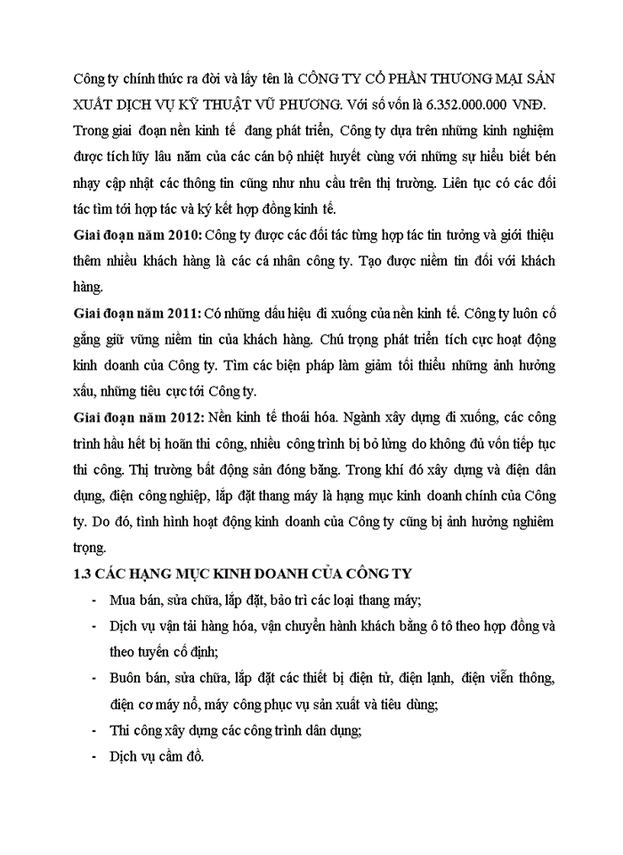 image for page Tình Hình Hoạt Động Kinh Doanh Của Công Ty Cổ phần Thương mại sản xuất Dịch vụ kỹ thuật Vũ Phương