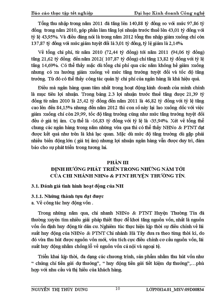 image for page Tổng quan về tình hình hoạt động kinh doanh của chi nhánh giai đoạn 2010 – 2012.
