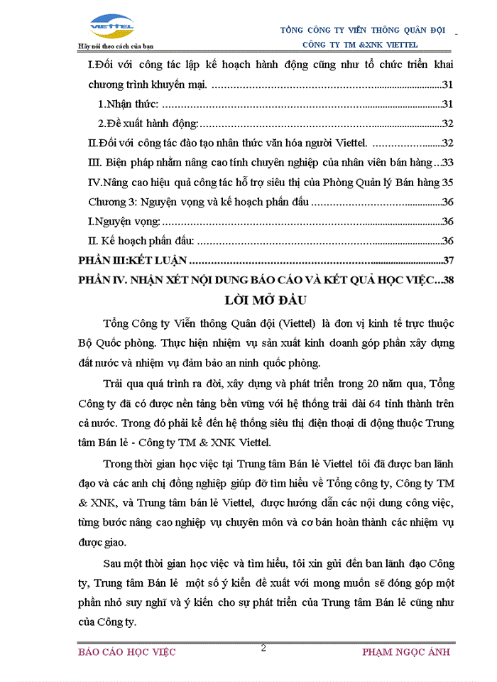 image for page Mô hình tổ chức của Công ty TM và XNK Viettel