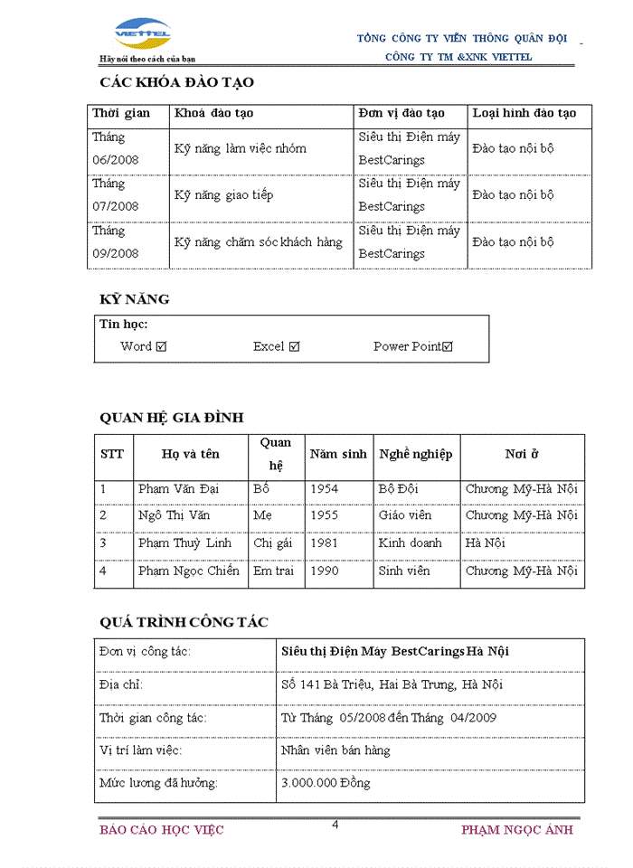image for page Mô hình tổ chức của Công ty TM và XNK Viettel