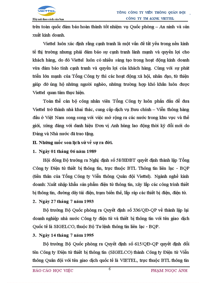 image for page Mô hình tổ chức của Công ty TM và XNK Viettel