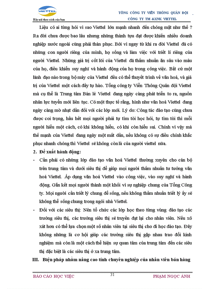 image for page Mô hình tổ chức của Công ty TM và XNK Viettel