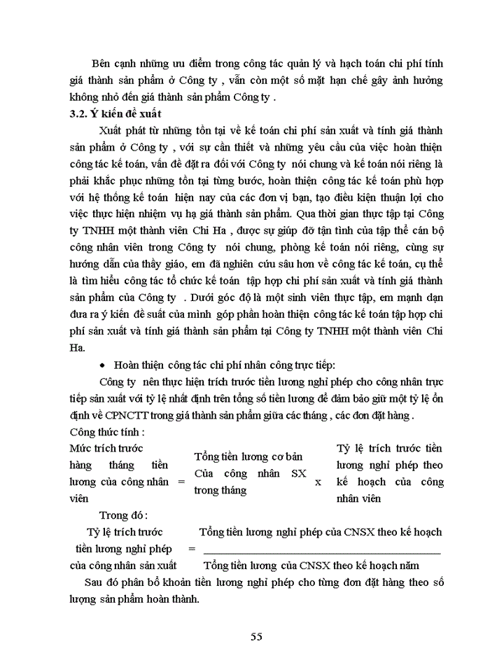 image for page Tổ chức công tác kế toán tập hợp chi phí sản xuất và tính giá thành sản phẩm tại Công ty TNHH một thành viên Chi Ha