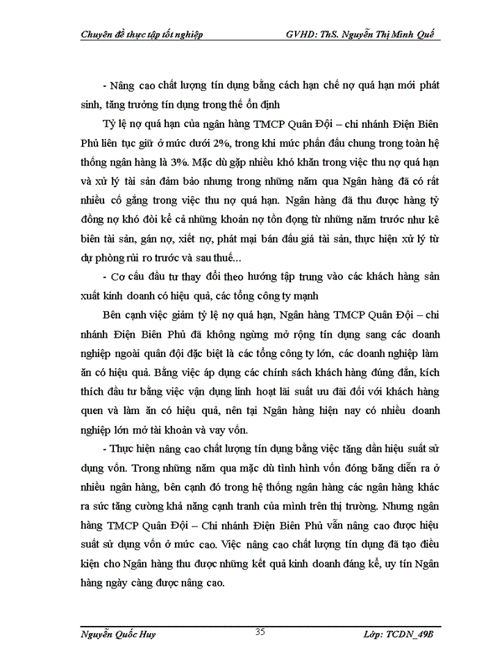 image for page Nâng cao chất lượng tín dụng tại Ngân hàng thương mại cổ phần Quân Đội – chi nhánh Điện Biên Phủ