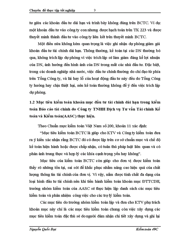 image for page Hoàn thiện quy trình kiểm toán khoản mục đầu tư tài chính dài hạn trong kiểm toán Báo cáo Tài chính do Công ty TNHH Dịch vụ Tư vấn Tài chính Kế toán và Kiểm toán (AASC) thực hiện