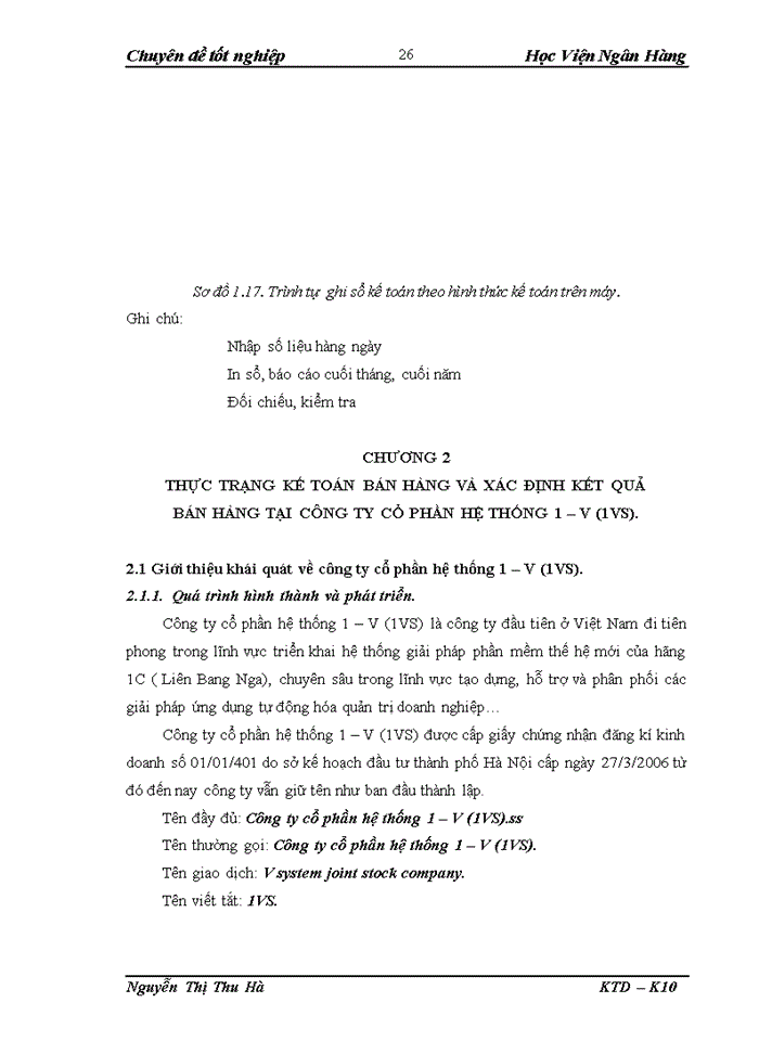 image for page Thực trạng kế toán bán hàng và xác định kết quả bán hàng tại công ty cổ phần hệ thống 1 – v (1vs)
