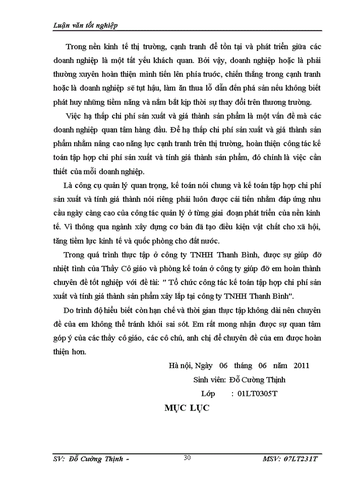 image for page Kế toán tập hợp chi phí sản xuất và tính giá thành sản phẩm tại Công ty TNHH Thanh Bình