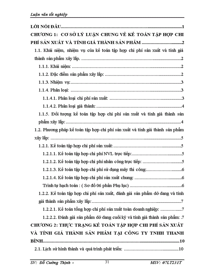 image for page Kế toán tập hợp chi phí sản xuất và tính giá thành sản phẩm tại Công ty TNHH Thanh Bình