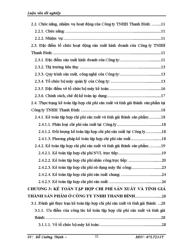 image for page Kế toán tập hợp chi phí sản xuất và tính giá thành sản phẩm tại Công ty TNHH Thanh Bình