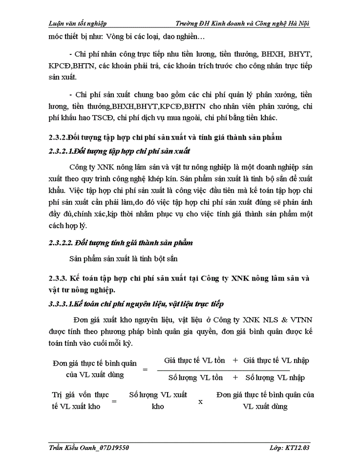 image for page Kế toán tập hợp chi phí sản xuất và tính giá thành sản phẩm tại công ty XNK nông lâm sản và vật tư nông nghiệp
