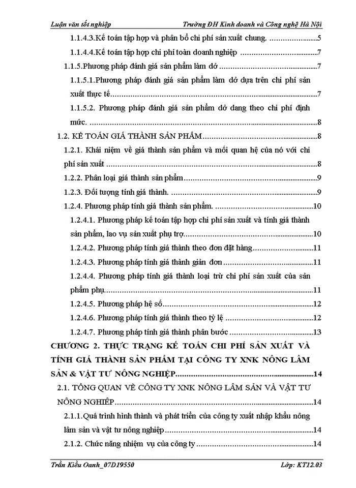 image for page Kế toán tập hợp chi phí sản xuất và tính giá thành sản phẩm tại công ty XNK nông lâm sản và vật tư nông nghiệp