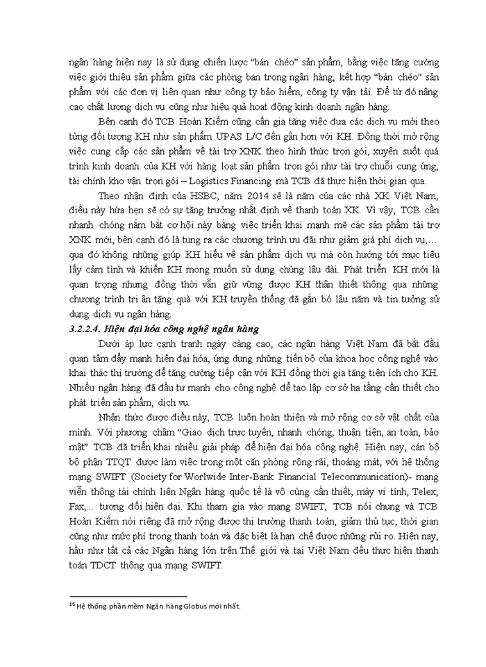 image for page Giải pháp mở rộng hoạt động thanh toán quốc tế theo phương thức tín dụng chứng từ tại chi nhánh techcombank hoàn kiếm ngân hàng tmcp kỹ thương việt nam