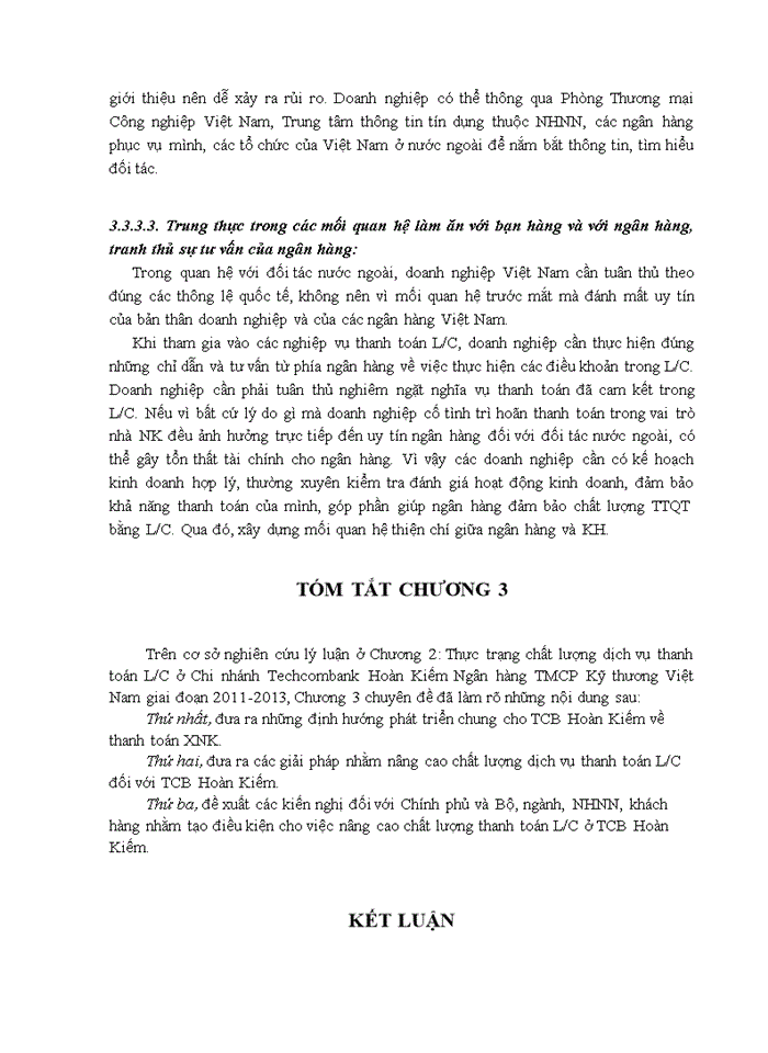 image for page Giải pháp mở rộng hoạt động thanh toán quốc tế theo phương thức tín dụng chứng từ tại chi nhánh techcombank hoàn kiếm ngân hàng tmcp kỹ thương việt nam