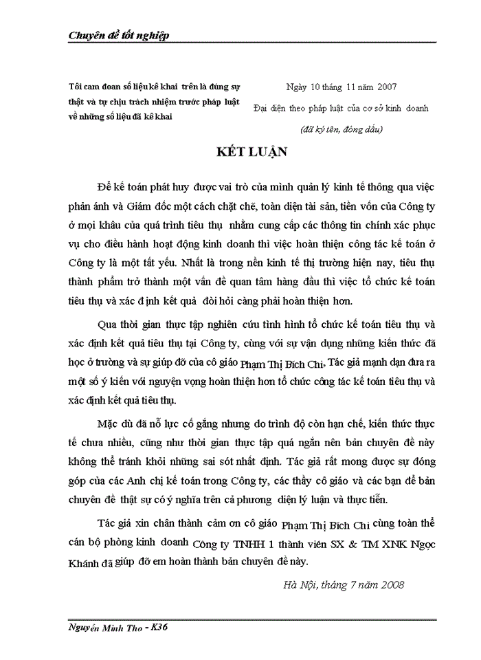 image for page Kế toán tiêu thụ và xác định kết quả tiêu thụ hàng hoá tại Công ty TNHH 1 thµnh viªn SX & TM XNK Ngäc Kh¸nh