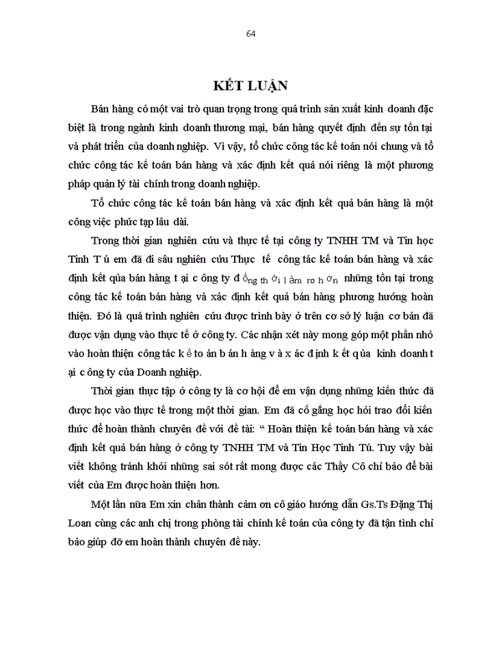 image for page Hoàn thiện kế toán tiêu thụ hàng hoá và xác định kết quả tiêu thụ hàng hoá tại công ty TNHH TM và Tin học Tinh Tú