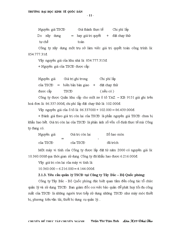 image for page Tổ chức kế toán TSCĐ hữu hình tại Công ty Tây Bắc – Bộ Quốc phòng