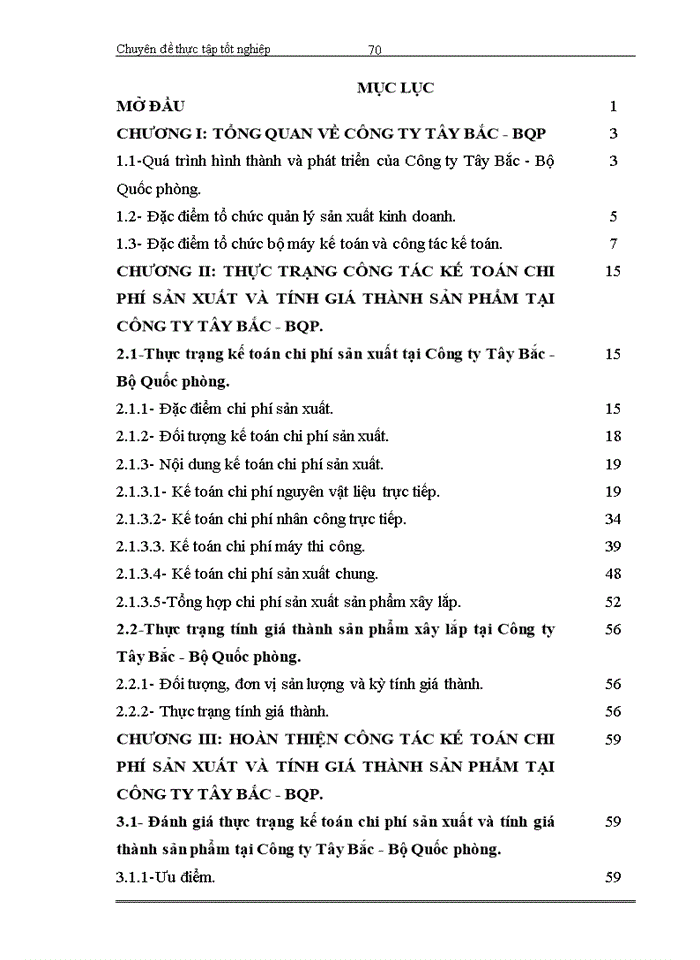 image for page Hoàn thiện công tác kế toán chi phí sản xuất và tính giá thành sản phẩm tại Công ty Tây Bắc - Bộ Quốc phòng
