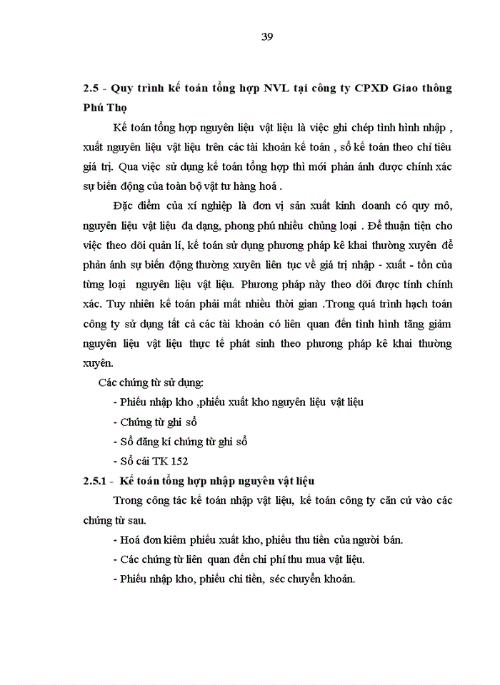 image for page Thực trạng công tác kế toán nguyên vật liệu tại công ty cổ phần Xây Dựng Giao Thông Phú Thọ