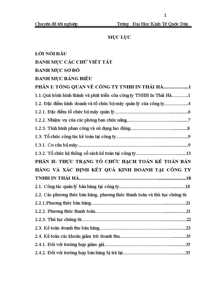 Thực trạng tổ chức hạch toán kế toán bán hàng và xác định kết quả kinh doanh tại công ty tnhh in thái hà
