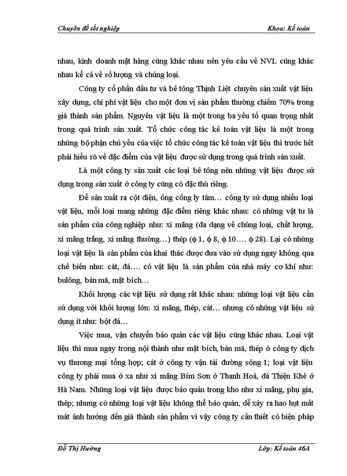 image for page Hoàn thiện kế toán nguyên vật liệu ở Công ty cổ phần đầu tư và bê tông Thịnh Liệt