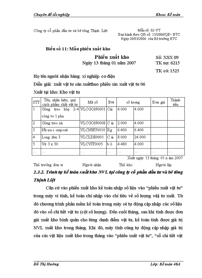 image for page Hoàn thiện kế toán nguyên vật liệu ở Công ty cổ phần đầu tư và bê tông Thịnh Liệt